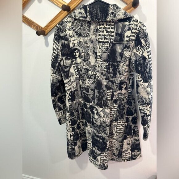 RARE - VINTAGE Desigual Black and White Graphic Women's Coat - Picture 3 of 16